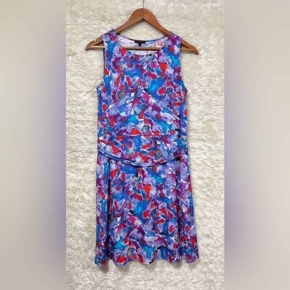 Theory Harida Perplexing Print Silk Watercolor Sleeveless Dress - Picture 2 of 11